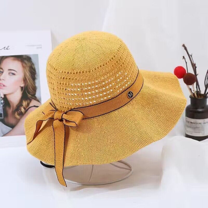 Wholesale Sun hat, sun protection straw hat, foldable bow, versatile and fashionable sun protection hat