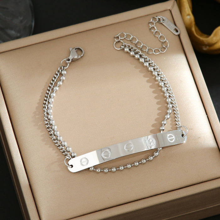 Wholesale New minimalist luxury titanium steel bracelet with high-end feel electroplated gold jewelry