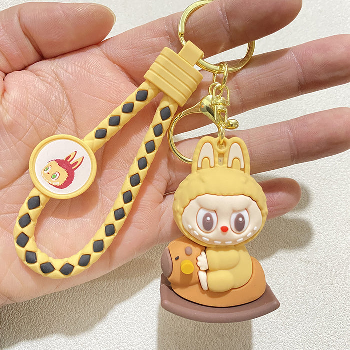 Wholesale Cartoon Plush Rocking Horse Keychain Cute Bunny Doll Student Backpack Pendant Gift