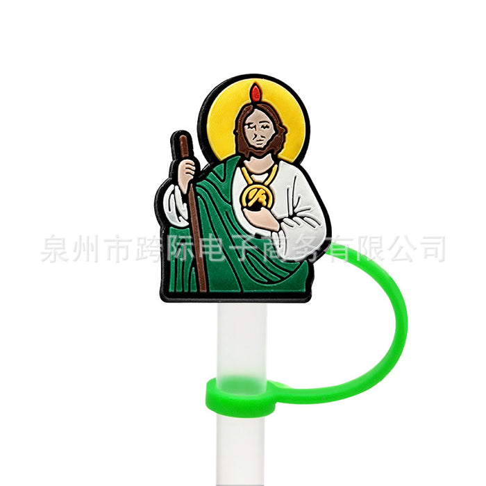 Wholesale Series Cartoon Straw Cover Straw Cap Silicone Dust Stopper Cute Anime Straw Decoration Cross border