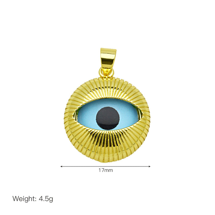 Wholesale Striped heart-shaped love heart eye devil eye copper gold-plated necklace pendant jewelry pendant