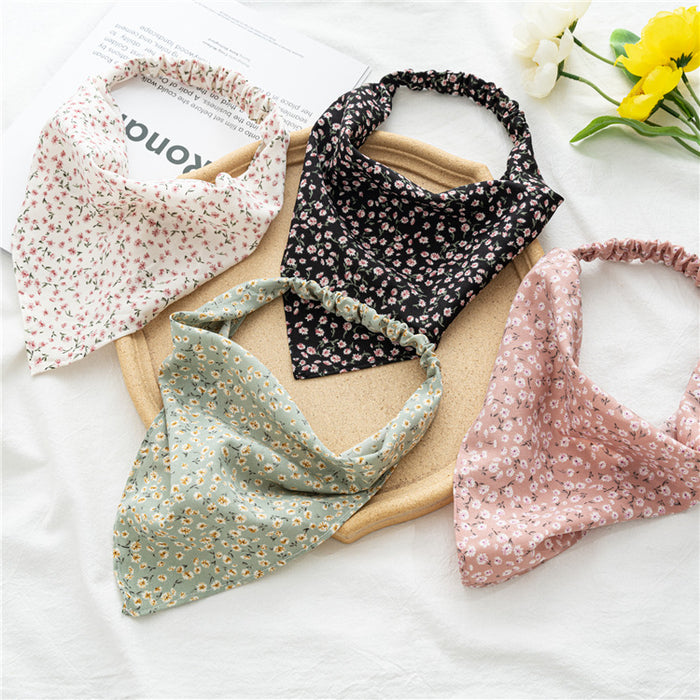 Wholesale band headscarf women's thin floral cloth triangle scarf hair accessories batch