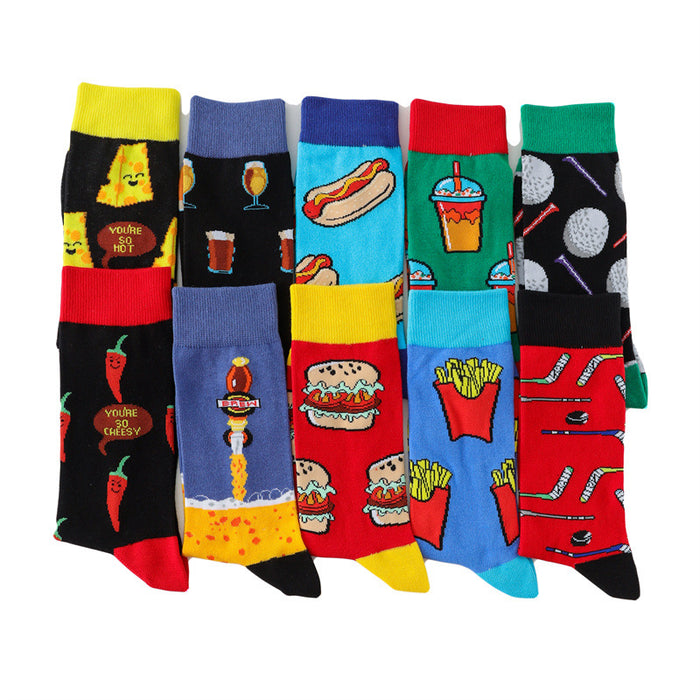 Wholesale Hamburger French Fries Cartoon Cotton Middle Socks JDC-SK-HuiHe047