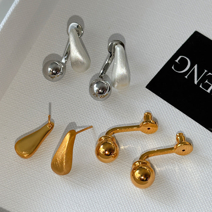 Wholesale Silver Needle Retro Brushed Water Drop Earrings, Light Luxury, High Grade, Elegant and Elegant, Earrings and Accessories