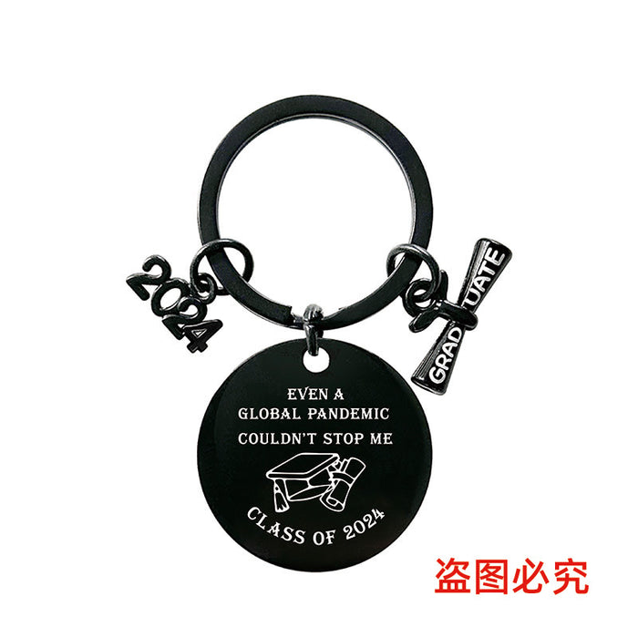 Wholesale Graduation Season Gift Round Stainless Steel Keychain JDC-KC-GangGu049