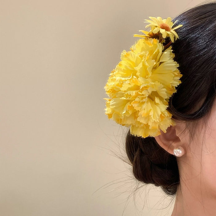Wholesale Yellow Flower Hairpin, Female Flower Side Clip, Holiday Style Photo Hair Accessory