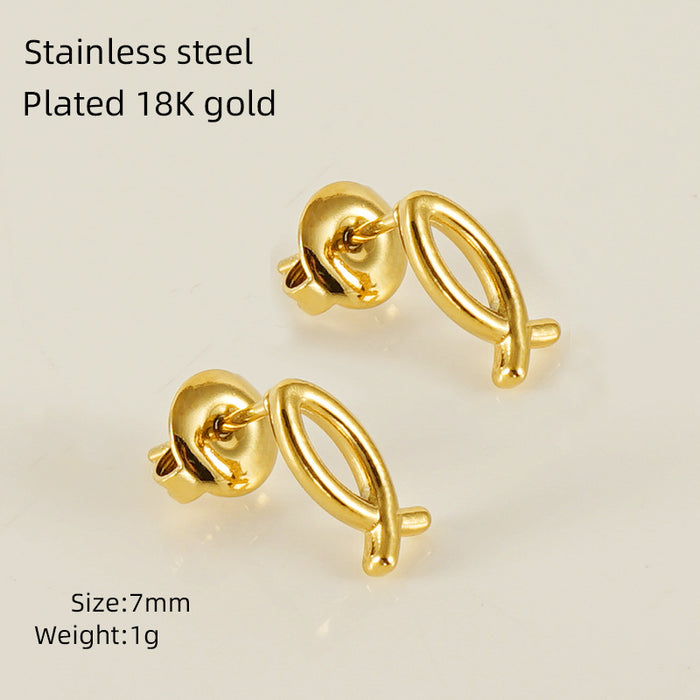 Wholesale Mini Heart-Shaped Irregular Titanium Steel Earrings