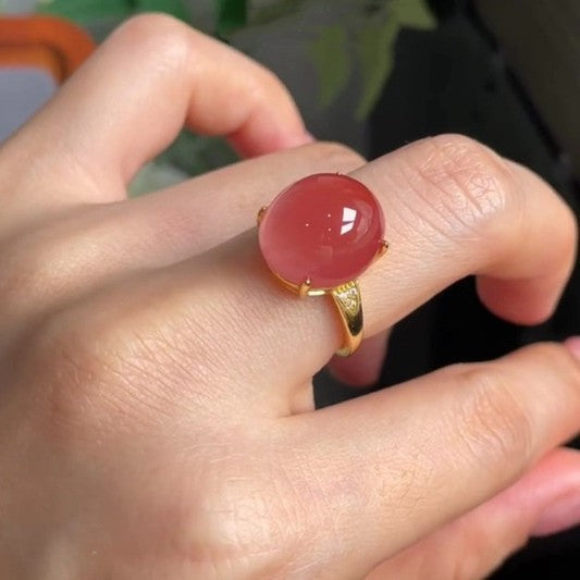 Wholesale women' s red ice transparent egg noodle index finger ring