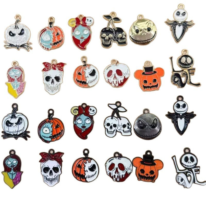 Wholesale 10pcs  Series DIY Festival Decorations Witch Pendant Tombstone Hair Tie Spray-Painted Pumpkin Hanging Ornament