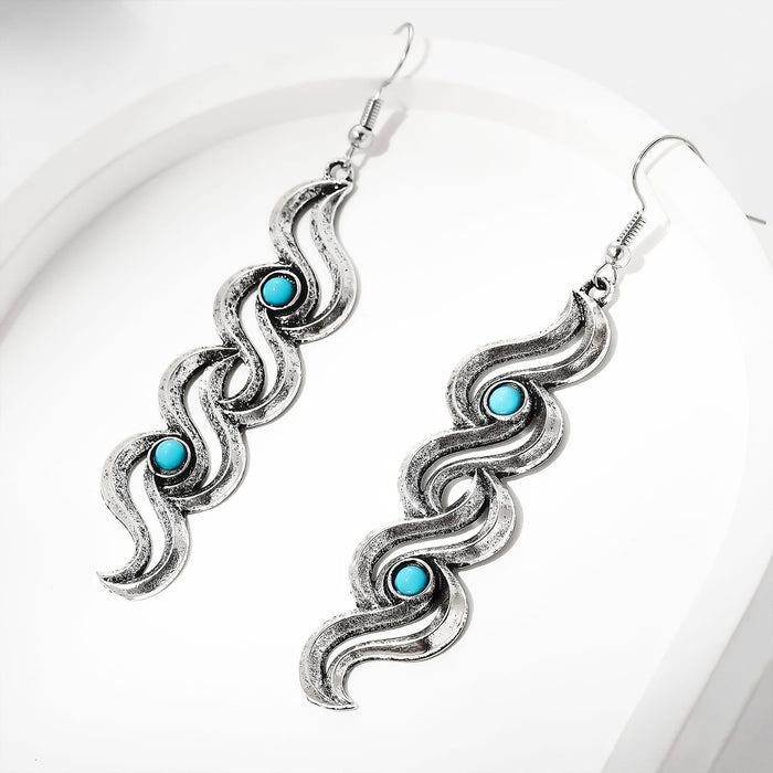 Wholesale 2pcs Retro Personalized Turquoise Earrings