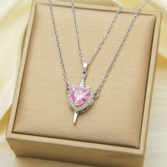 Wholesale One arrow piercing necklace, heart-shaped sword shaped pendant, light luxury accessory