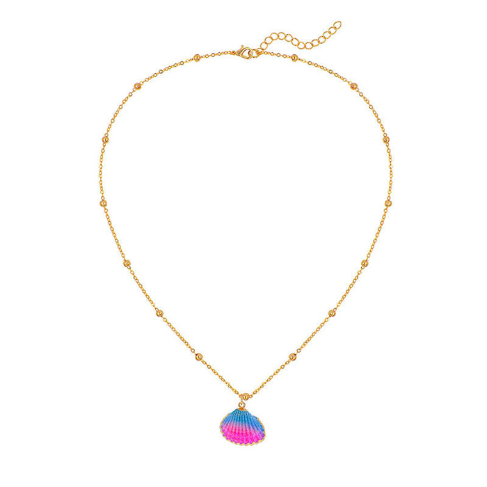 Wholesale Bohemian Beach Style Shell Pendant Necklace Gold Plated Edge Jewelry Accessory MOQ≥2