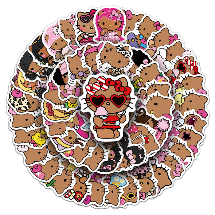 Wholesale 50pcs Black cat cartoon stickers cute personality decoration mobile phone case water cup stickers