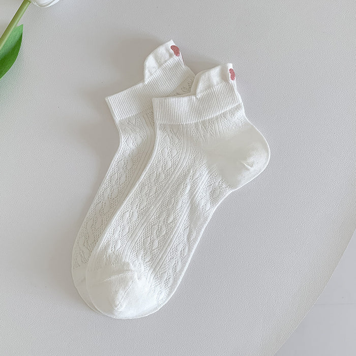 Wholesale Embroidered bow socks with heel and midsole socks