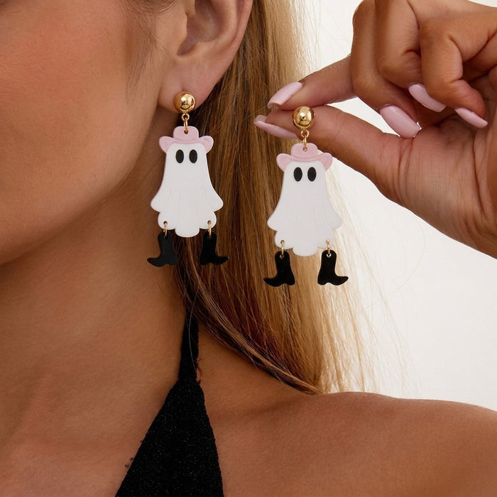 Wholesale Cartoon Ghost Black Cat Pumpkin Earrings Party Fashion Accessory