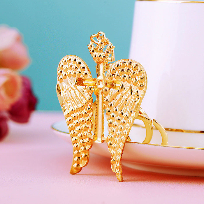 Wholesale Cross car keychain metal pendant keychain ring inlaid with diamonds