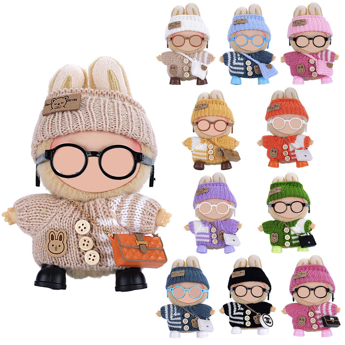 Wholesale Doll clothes Jacquard Sweater Hat Bag Shoes Glasses