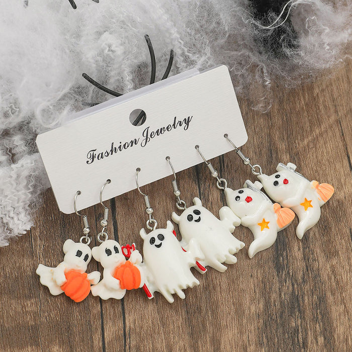 Wholesale Halloween Series Pumpkin Ghost Acrylic Earring Set JDC-ES-JunJie014