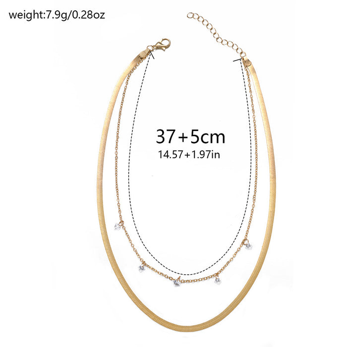 Wholesale New style of jewelry, simple diamond inlaid pendant, niche, thick chain, stacked necklace