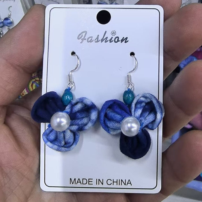 Wholesale Hand woven blue tie dye earrings