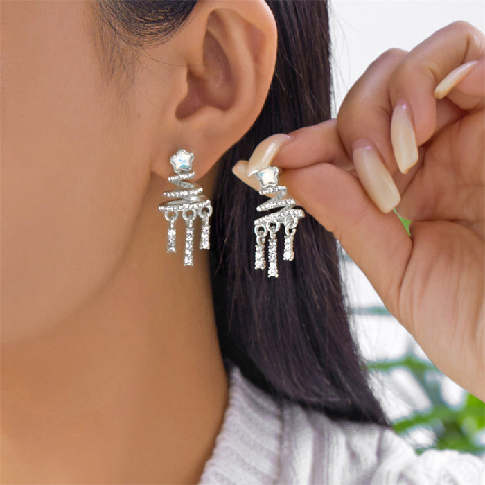 Wholesale Christmas Tree Rhinestone Earrings Gold Alloy Boutique Resale Fashion Accessory