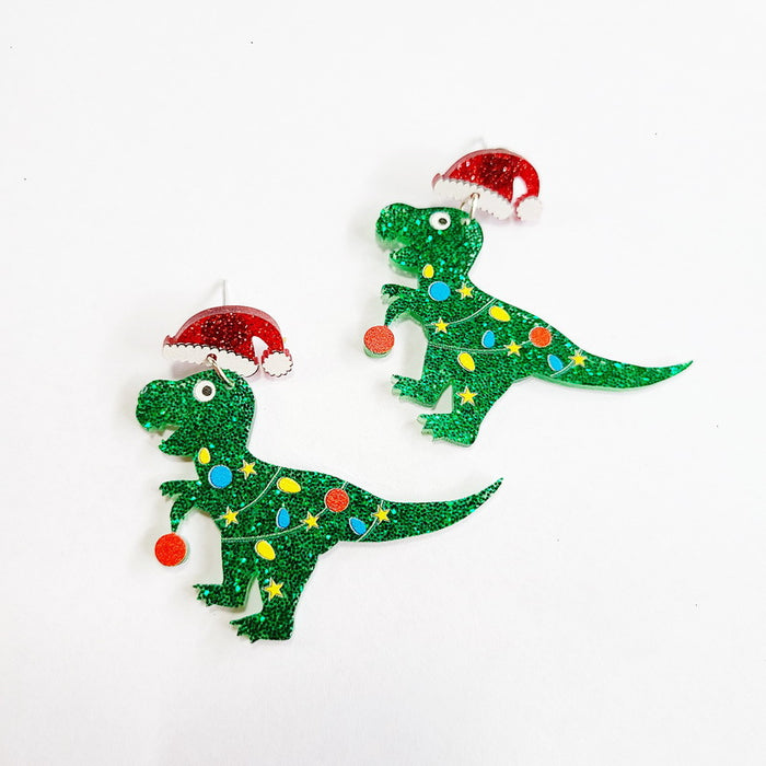 Wholesale Christmas Tree Rainbow Koala Dinosaur Cactus Gingerbread Man Acrylic Earrings JDC-ES-Qiany006