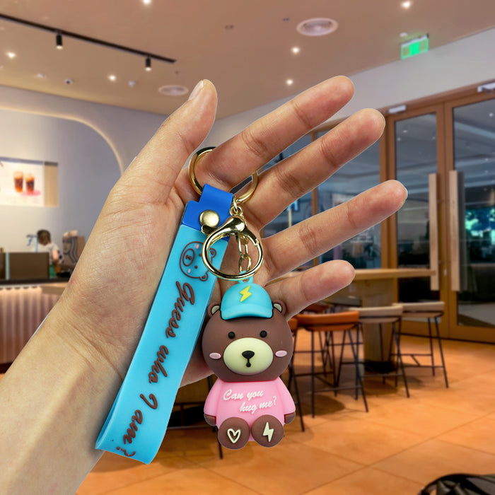 Wholesale Creative Cartoon Big Brown Bear Keychain Pendant Cute Men's and Women's Backpack Car Hanging Small Gifts