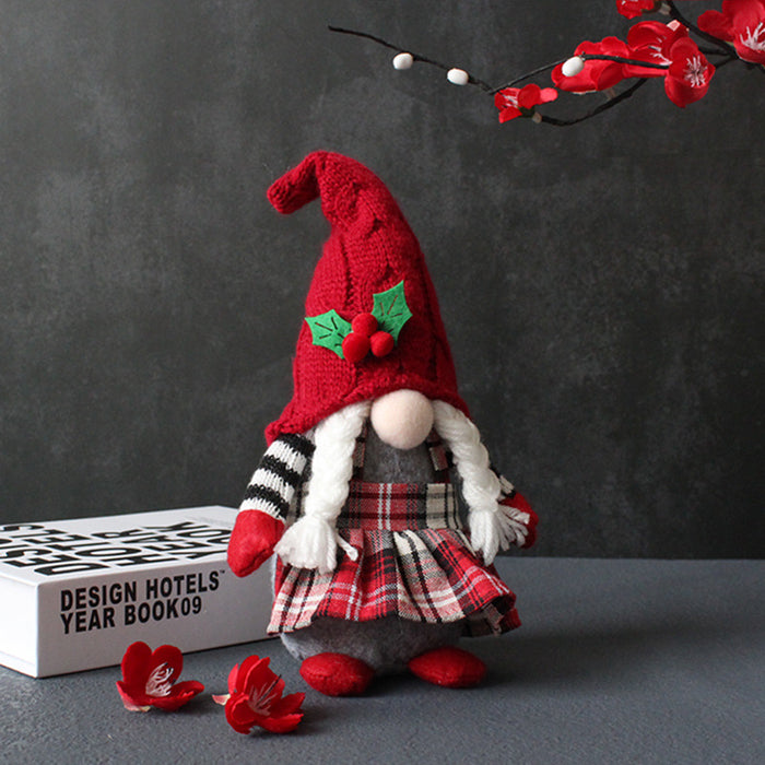 Wholesale Cute Braid Faceless Doll Plaid Hooded Forest Old Man Doll Home Stuffed Desktop Ornament
