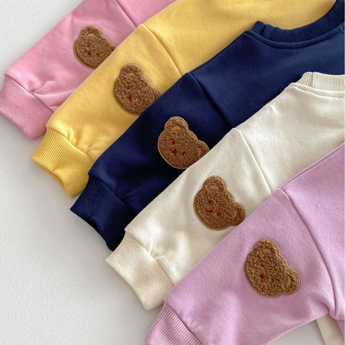 Wholesale Long-sleeved Bear Pullover Sweatshirt and Sweatpants Children's Suit JDC-CTS-WeiNiS006