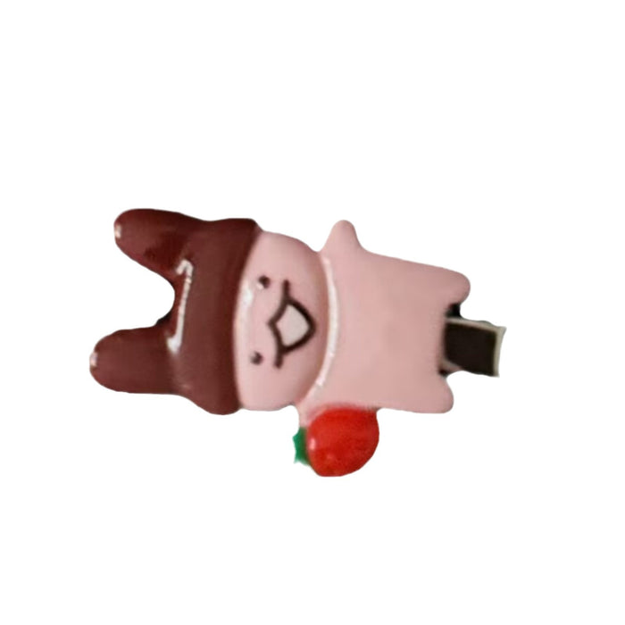 Wholesale Cute Pink Strawberry Full Body Bunny Hairpin Sweet Childish Girl Style Side Duckbill Clip Hairpin Hair Accessories Clip