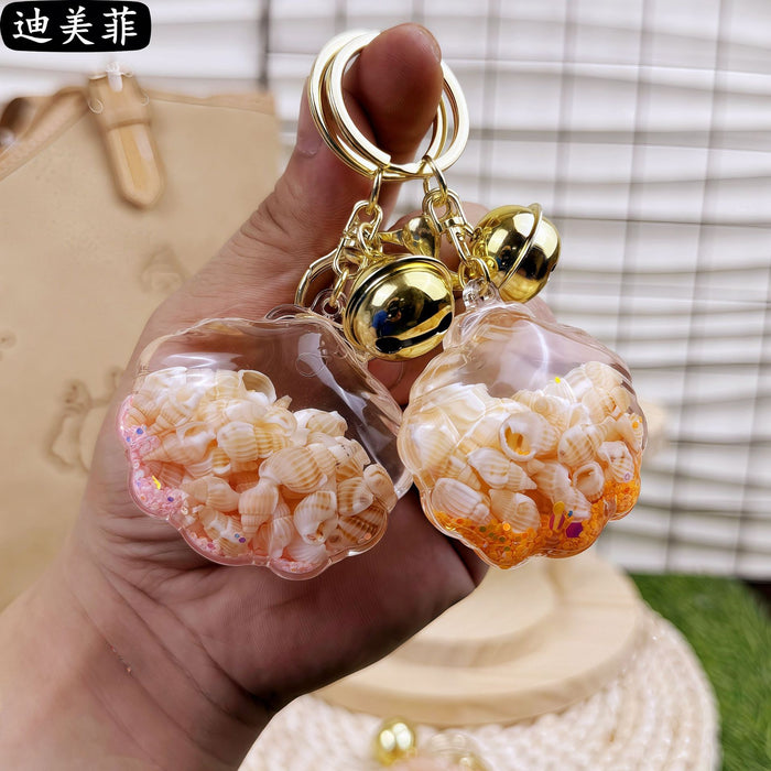 Wholesale Creative Acrylic Oil Shell Conch Exquisite Car Keychain Cute Pink Bag Quicksand Small Pendant Gift