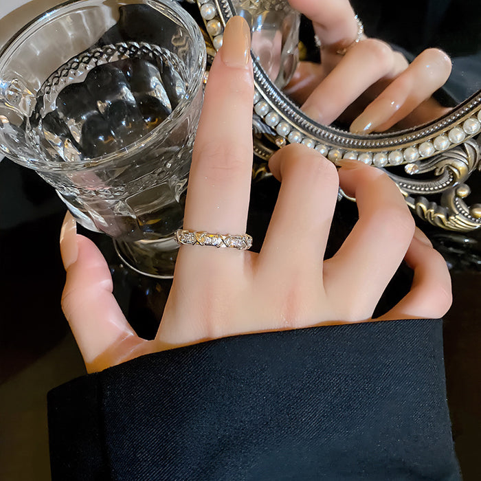 Wholesale Small niche design, classic simplicity, full diamond zircon ring, women's adjustable index finger ring