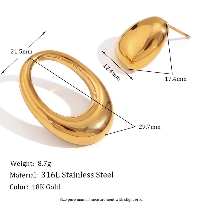 Wholesale Fashionable and versatile retro niche earrings made of stainless steel gold-plated irregular geometric heart-shaped earrings