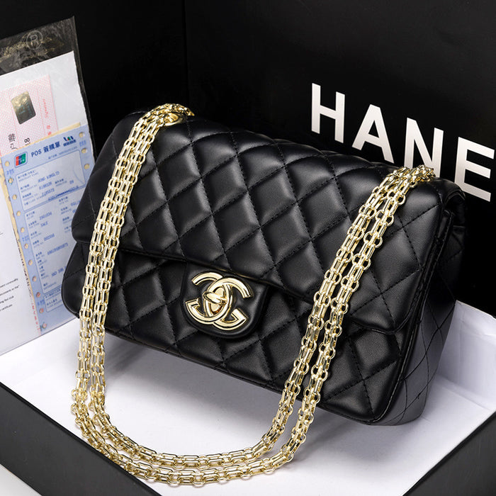 Wholesale Women' s Genuine Leather Diamond Quilted Crossbody Bag Chain Strap Retro Fashion Accessory