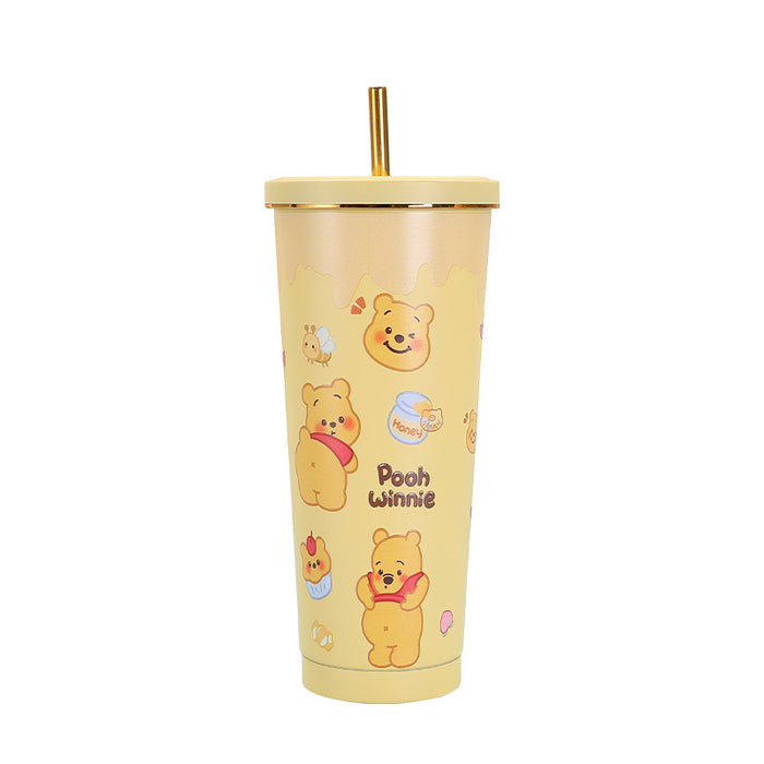 Wholesale Cute cartoon gold-rimmed insulated thermos cup