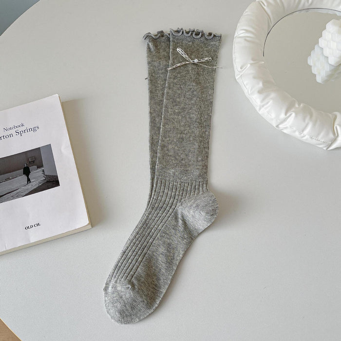 Wholesale Socks hollow pile socks solid color calf socks stacked and versatile socks