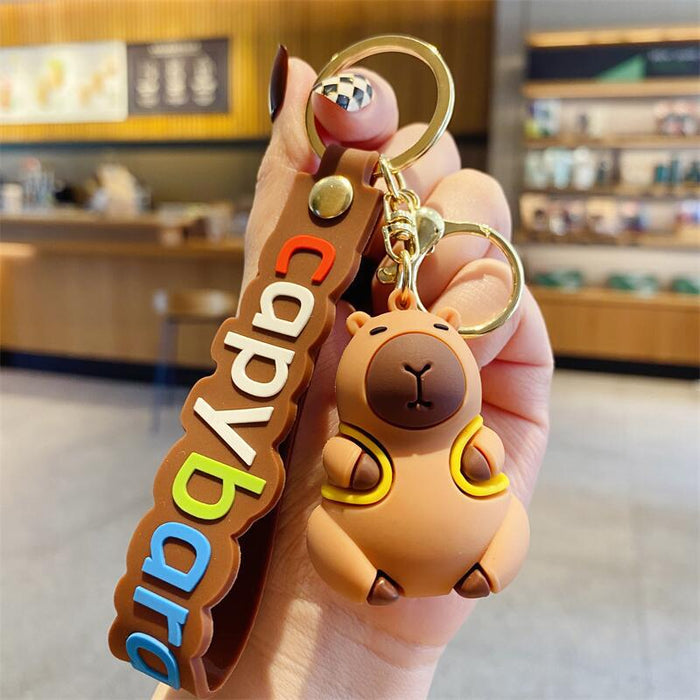 Wholesale Lovable Cabibala Keychain Cartoon Water Guinea Pig Doll Small Pendant Couple Key Chain School Bag Hanging Ornaments