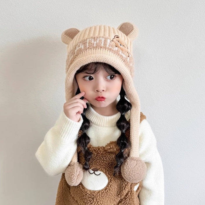 Wholesale Cute Girls Thickened Warm Children's Hat Autumn and Winter Cartoon Boy's Wool Hat Baby Ear Protection Hat