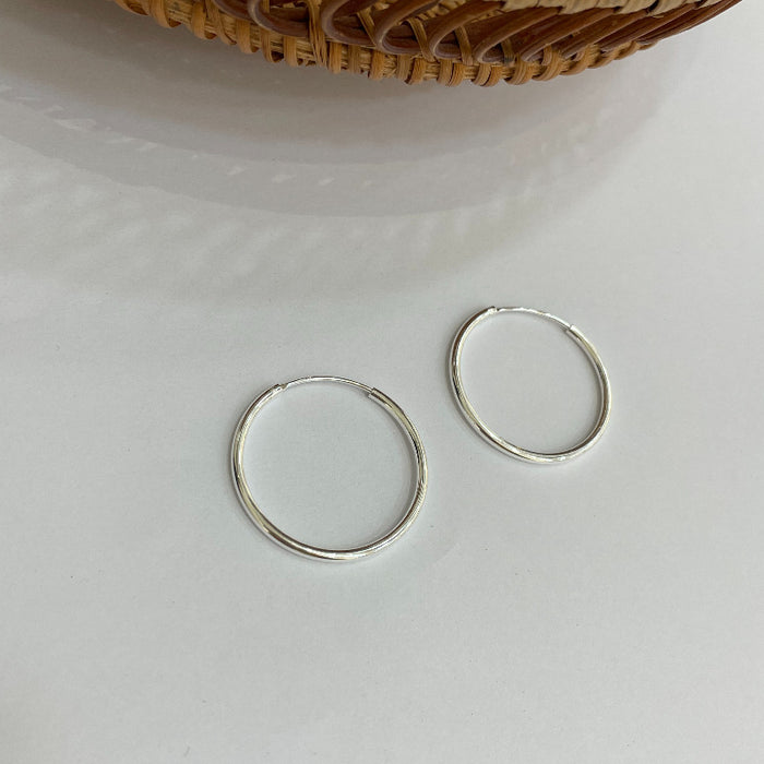 Wholesale  S925 sterling silver bold large circle plain ring earrings women's ear ring temperament ear ring earrings