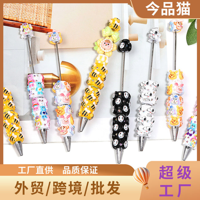Wholesale Fashion Cartoon Bear Ballpoint Pen Resin Bead DIY Craft Gift minimum quantity: 5