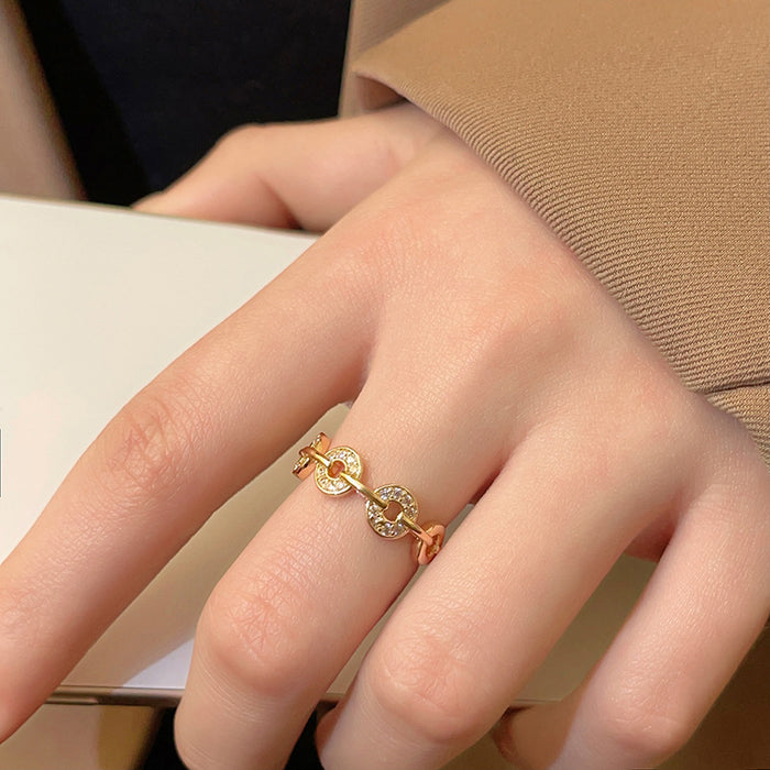 Wholesale Ring, female niche, coin ring, fashionable personality, light luxury style, versatile ring