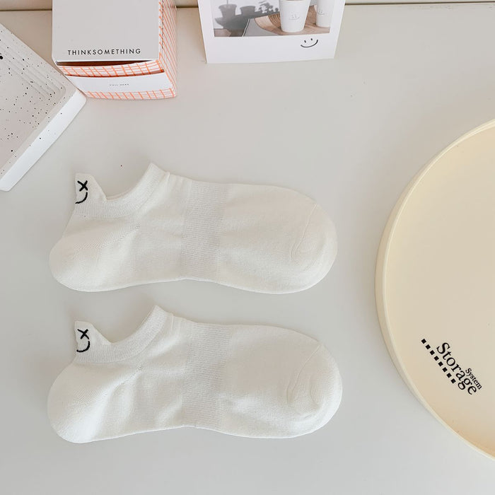 Wholesale Socks, boat socks, cute smiling face embroidery, invisible socks, cotton socks, shallow mouth socks