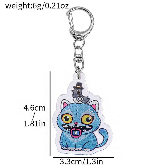 Wholesale Blue Tiger Crow Acrylic Double-Sided Pattern Keychain