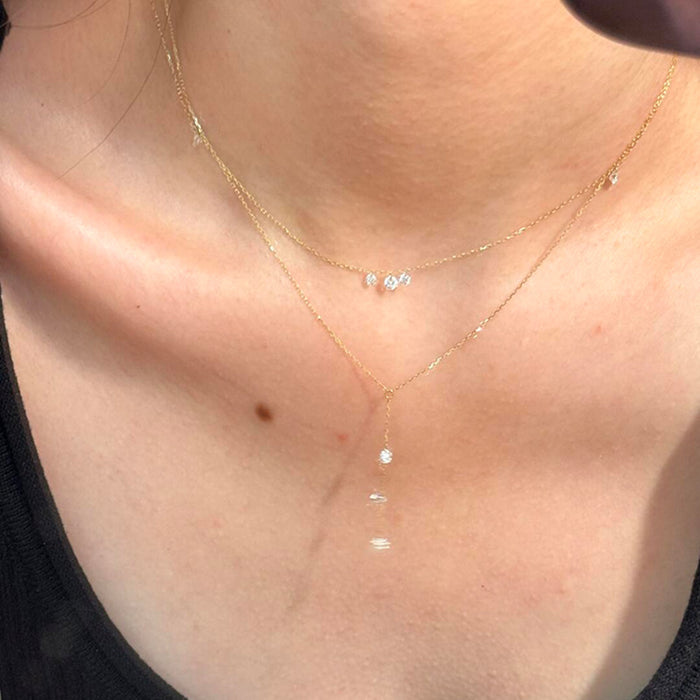 Wholesale Round zircon pendant necklace exquisite, simple, versatile, tassel collarbone chain temperament