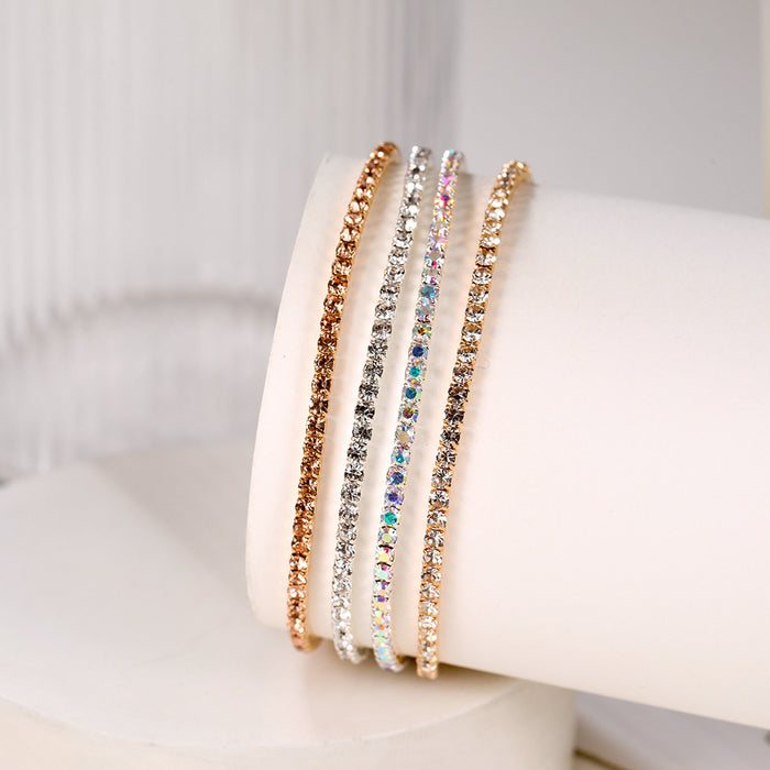 Wholesale Single row thin bracelet rhinestone tennis chain gold plated bracelet