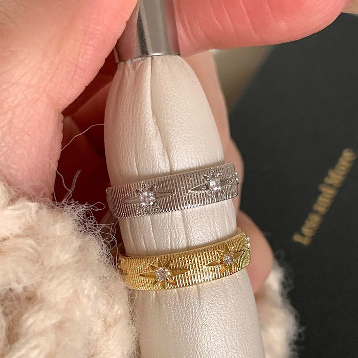 Wholesale Vintage ring, light luxury striped ring, open ring, fashionable ring