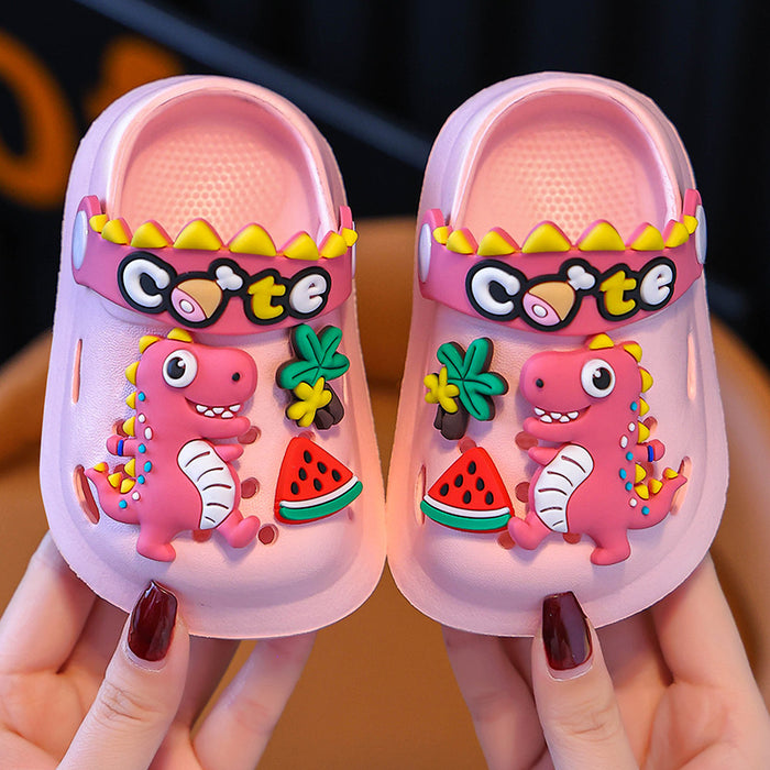 Wholesale Baby hole shoes dinosaur children's slippers indoor home non-slip