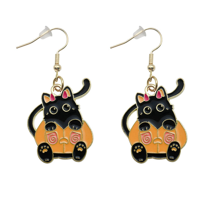 Wholesale Halloween Kitten Alloy Earrings JDC-ES-Oulu007