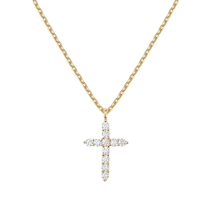 Wholesale Cross full diamond necklace electroplated crown zircon collarbone chain