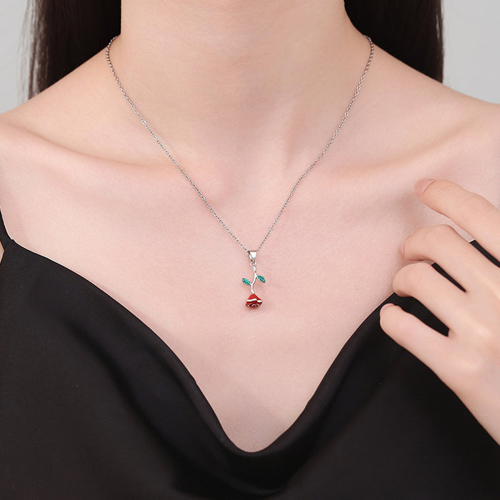 Wholesale Tulip and rose flower necklace niche design high-end bow accessories wholesale